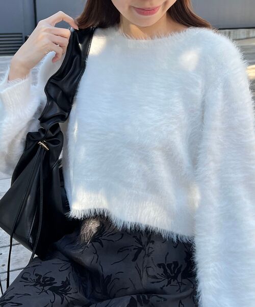 MAJESTIC LEGON（マジェスティックレゴン）の「前後2WAYシャギーニット（ニット/セーター・レディース・チャコールグレー/オフホワイト/ピンク/アイボリー・MEDIUM）」の10枚目の写真