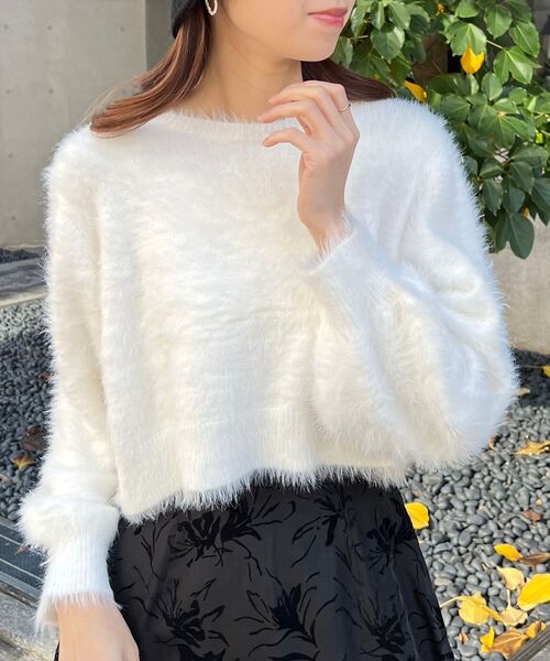 MAJESTIC LEGON（マジェスティックレゴン）の「前後2WAYシャギーニット（ニット/セーター・レディース・チャコールグレー/オフホワイト/ピンク/アイボリー・MEDIUM）」の11枚目の写真