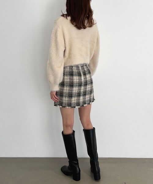 MAJESTIC LEGON（マジェスティックレゴン）の「前後2WAYシャギーニット（ニット/セーター・レディース・チャコールグレー/オフホワイト/ピンク/アイボリー・MEDIUM）」の18枚目の写真