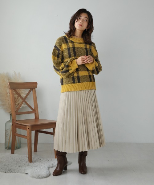 起毛プリーツロングスカート