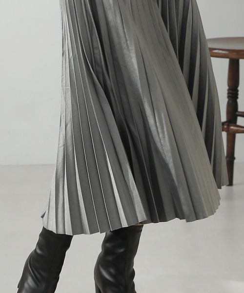 起毛プリーツロングスカート