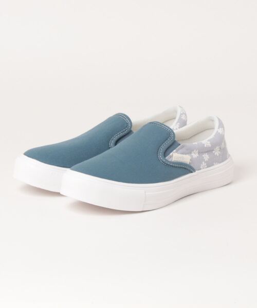 earth music&ecology(アースミュージックアンドエコロジー)の「《earth music&ecology》アースハナガラコンビスニーカー EM-6533(スリッポン・レディース・ブルー/ライトグレー/ミント・24.0cm/24.5cm/23.0cm/22.5cm/23.5cm)」の1枚目の写真