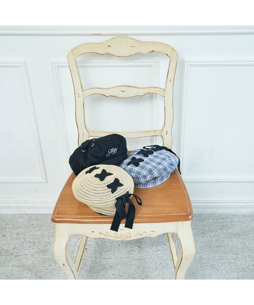 algy（アルジー）の「レースアップペーパーベレー（ハンチング/ベレー帽・キッズ・ベージュ・SMALL/MEDIUM）」の2枚目の写真