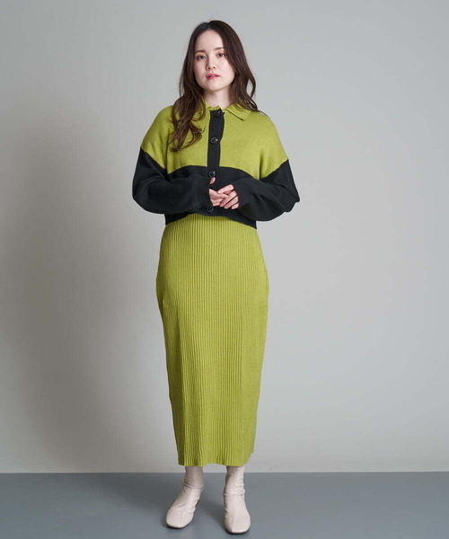 A de a.v.v（アードアー・ヴェ・ヴェ）の「バイカラーカーディガン（カーディガン/ボレロ・レディース・ブラック/ベージュ・38/36）」の8枚目の写真