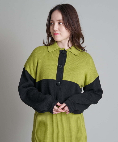 A de a.v.v（アードアー・ヴェ・ヴェ）の「バイカラーカーディガン（カーディガン/ボレロ・レディース・ブラック/ベージュ・38/36）」の12枚目の写真