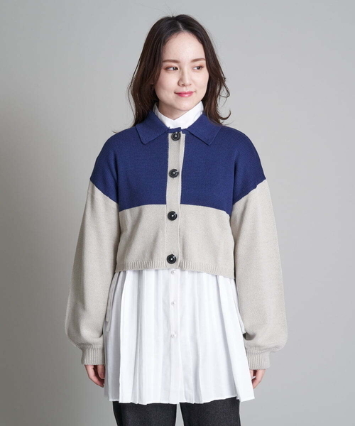 A de a.v.v（アードアー・ヴェ・ヴェ）の「バイカラーカーディガン（カーディガン/ボレロ・レディース・ブラック/ベージュ・38/36）」の13枚目の写真