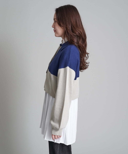 A de a.v.v（アードアー・ヴェ・ヴェ）の「バイカラーカーディガン（カーディガン/ボレロ・レディース・ブラック/ベージュ・38/36）」の15枚目の写真