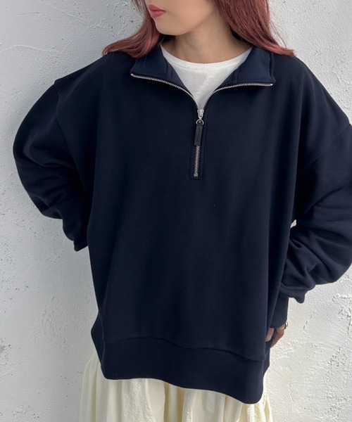 apres jour mignon(アプレジュールミニョン)の「ハーフジップ裏毛スウェット【ZOZOTOWN限定アイテム】(スウェット・レディース・オートミール/ネイビー/アイボリー・フリー/X-LARGE)」の20枚目の写真