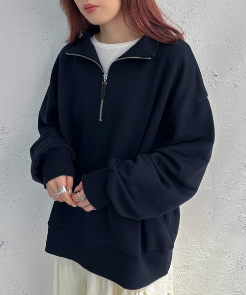 apres jour mignon(アプレジュールミニョン)の「ハーフジップ裏毛スウェット【ZOZOTOWN限定アイテム】(スウェット・レディース・オートミール/ネイビー/アイボリー・フリー/X-LARGE)」の21枚目の写真