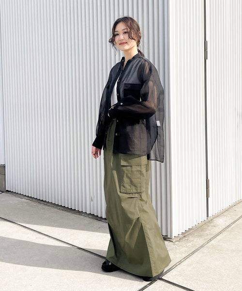 JOINT WORKS（ジョイントワークス）の「ミニリップ カーゴマキシスカート（スカート・レディース・オレンジ/ブラック/アイボリー/カーキ・SMALL/MEDIUM）」の5枚目の写真