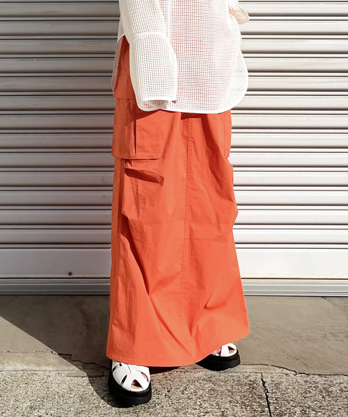 JOINT WORKS（ジョイントワークス）の「ミニリップ カーゴマキシスカート（スカート・レディース・オレンジ/ブラック/アイボリー/カーキ・SMALL/MEDIUM）」の8枚目の写真