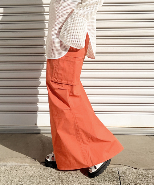 JOINT WORKS（ジョイントワークス）の「ミニリップ カーゴマキシスカート（スカート・レディース・オレンジ/ブラック/アイボリー/カーキ・SMALL/MEDIUM）」の10枚目の写真