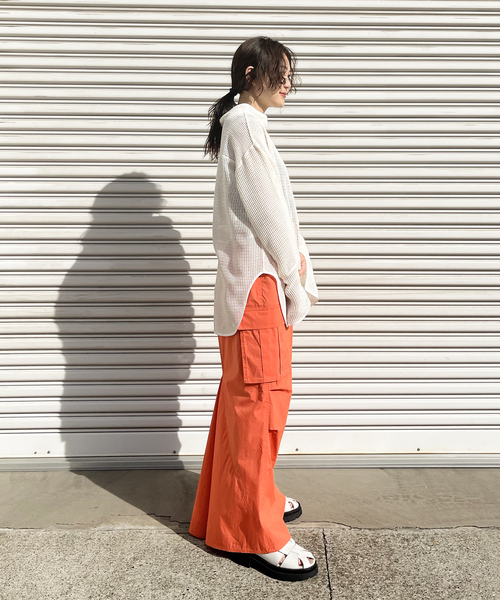 JOINT WORKS（ジョイントワークス）の「ミニリップ カーゴマキシスカート（スカート・レディース・オレンジ/ブラック/アイボリー/カーキ・SMALL/MEDIUM）」の12枚目の写真