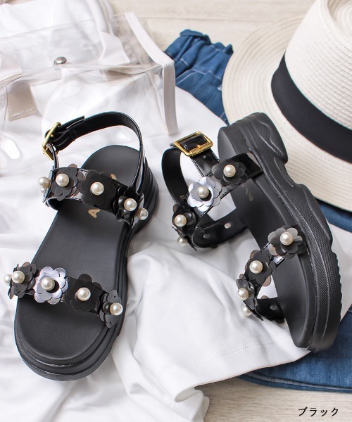 algy(アルジー)の「(ALGY)花柄 フラットヒール サンダル(サンダル・キッズ・ライトグリーン/ホワイト/ブラック/パープル・24.0cm/23.0cm/22.0cm/20.0cm/21.0cm/19.0cm)」の10枚目の写真