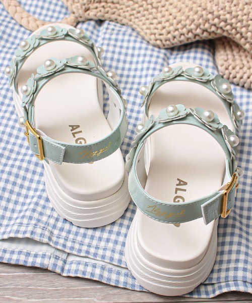 algy(アルジー)の「(ALGY)花柄 フラットヒール サンダル(サンダル・キッズ・ライトグリーン/ホワイト/ブラック/パープル・24.0cm/23.0cm/22.0cm/20.0cm/21.0cm/19.0cm)」の9枚目の写真