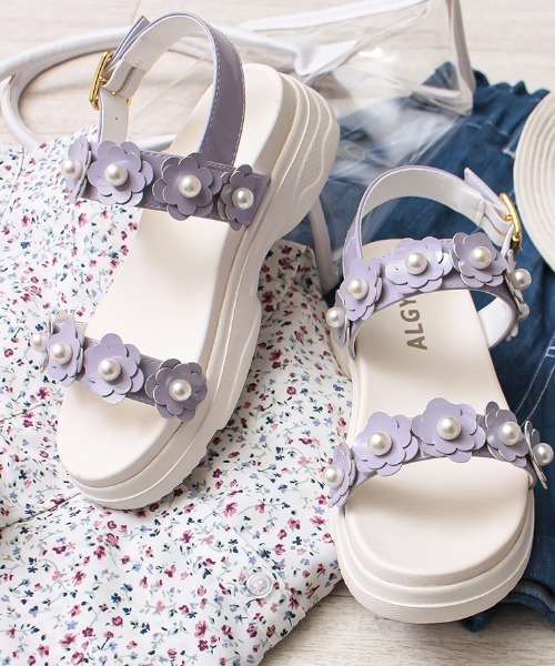 algy(アルジー)の「(ALGY)花柄 フラットヒール サンダル(サンダル・キッズ・ライトグリーン/ホワイト/ブラック/パープル・24.0cm/23.0cm/22.0cm/20.0cm/21.0cm/19.0cm)」の8枚目の写真