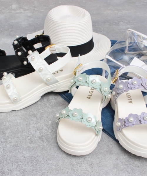 algy(アルジー)の「(ALGY)花柄 フラットヒール サンダル(サンダル・キッズ・ライトグリーン/ホワイト/ブラック/パープル・24.0cm/23.0cm/22.0cm/20.0cm/21.0cm/19.0cm)」の17枚目の写真