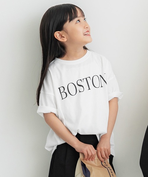 coca(coca)(コカ)の「キッズ 親子お揃いビッグシルエットプリントTシャツ(Tシャツ/カットソー・キッズ・ネイビー/チャコール/ベージュ/ホワイト・100/110/120/130/140)」の2枚目の写真