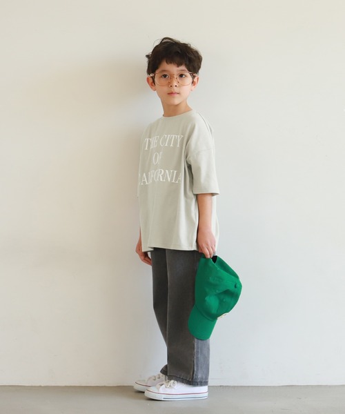 coca(coca)(コカ)の「キッズ 親子お揃いビッグシルエットプリントTシャツ(Tシャツ/カットソー・キッズ・ネイビー/チャコール/ベージュ/ホワイト・100/110/120/130/140)」の14枚目の写真