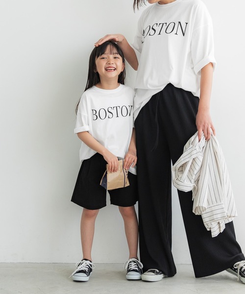 coca(coca)(コカ)の「キッズ 親子お揃いビッグシルエットプリントTシャツ(Tシャツ/カットソー・キッズ・ネイビー/チャコール/ベージュ/ホワイト・100/110/120/130/140)」の7枚目の写真