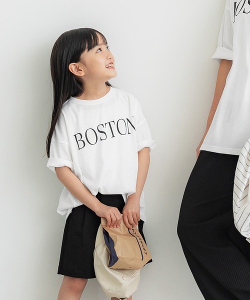 coca(coca)(コカ)の「キッズ 親子お揃いビッグシルエットプリントTシャツ(Tシャツ/カットソー・キッズ・ネイビー/チャコール/ベージュ/ホワイト・100/110/120/130/140)」の12枚目の写真