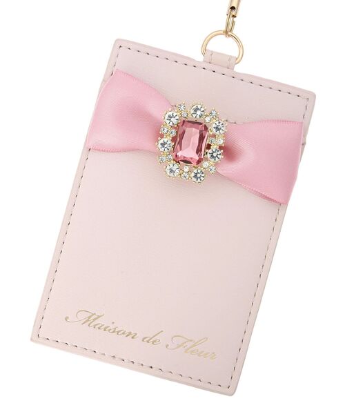 Maison de FLEUR（メゾンドフルール）の「リール付きビジューリボンパスケース（財布・レディース・ブラック/ライトピンク/ピンク・FREE）」の12枚目の写真
