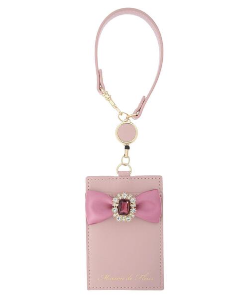Maison de FLEUR（メゾンドフルール）の「リール付きビジューリボンパスケース（財布・レディース・ブラック/ライトピンク/ピンク・FREE）」の18枚目の写真