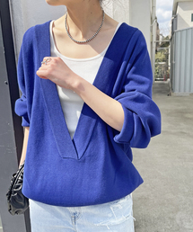 ≪WEB限定追加≫ミラノリブVネックニュアンスプルオーバー