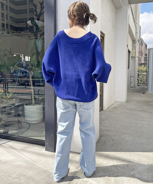 Spick & Span(スピックアンドスパン)の「≪WEB限定追加≫ミラノリブVネックニュアンスプルオーバー(ニット/セーター・レディース・チャコールグレー/ブルー系その他・FREE)」の5枚目の写真