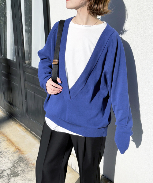 Spick & Span(スピックアンドスパン)の「≪WEB限定追加≫ミラノリブVネックニュアンスプルオーバー(ニット/セーター・レディース・チャコールグレー/ブルー系その他・FREE)」の7枚目の写真