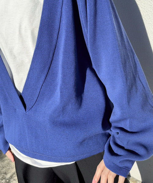 Spick & Span(スピックアンドスパン)の「≪WEB限定追加≫ミラノリブVネックニュアンスプルオーバー(ニット/セーター・レディース・チャコールグレー/ブルー系その他・FREE)」の14枚目の写真