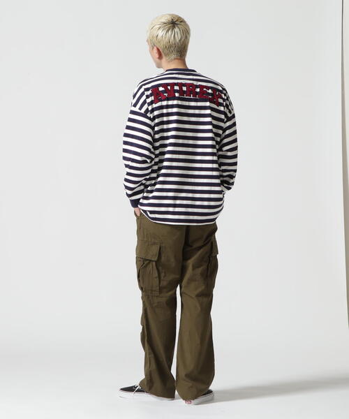 AVIREX(アヴィレックス)の「【WEB&DEPOT限定】BORDER LOGO LONG SLEEVE T-SHIRT / ボーダー ロゴ 長袖 Tシャツ / AVIREX / アヴィレックス(Tシャツ/カットソー・メンズ・ネイビー/オレンジ・L/M)」の4枚目の写真