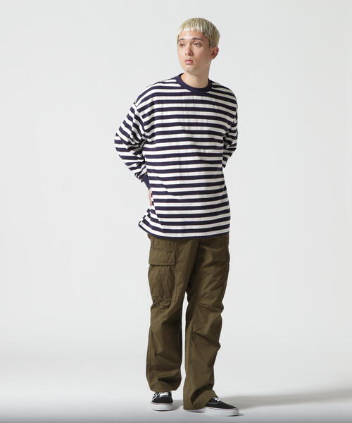 AVIREX(アヴィレックス)の「【WEB&DEPOT限定】BORDER LOGO LONG SLEEVE T-SHIRT / ボーダー ロゴ 長袖 Tシャツ / AVIREX / アヴィレックス(Tシャツ/カットソー・メンズ・ネイビー/オレンジ・L/M)」の5枚目の写真