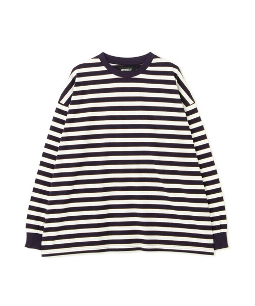 AVIREX(アヴィレックス)の「【WEB&DEPOT限定】BORDER LOGO LONG SLEEVE T-SHIRT / ボーダー ロゴ 長袖 Tシャツ / AVIREX / アヴィレックス(Tシャツ/カットソー・メンズ・ネイビー/オレンジ・L/M)」の6枚目の写真