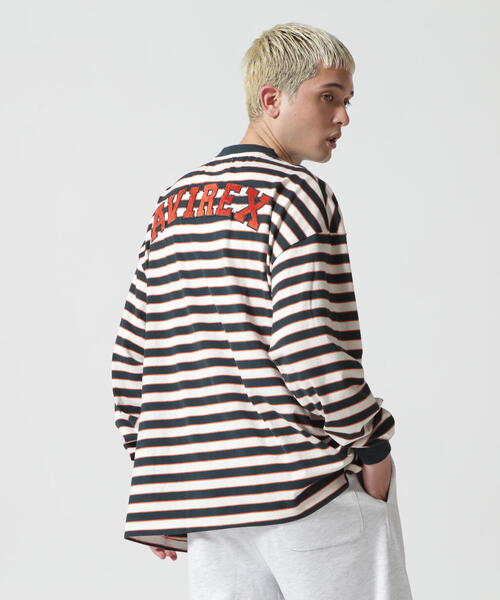 AVIREX(アヴィレックス)の「【WEB&DEPOT限定】BORDER LOGO LONG SLEEVE T-SHIRT / ボーダー ロゴ 長袖 Tシャツ / AVIREX / アヴィレックス(Tシャツ/カットソー・メンズ・ネイビー/オレンジ・L/M)」の9枚目の写真