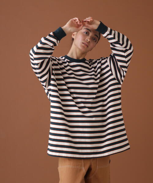 AVIREX(アヴィレックス)の「【WEB&DEPOT限定】BORDER LOGO LONG SLEEVE T-SHIRT / ボーダー ロゴ 長袖 Tシャツ / AVIREX / アヴィレックス(Tシャツ/カットソー・メンズ・ネイビー/オレンジ・L/M)」の13枚目の写真