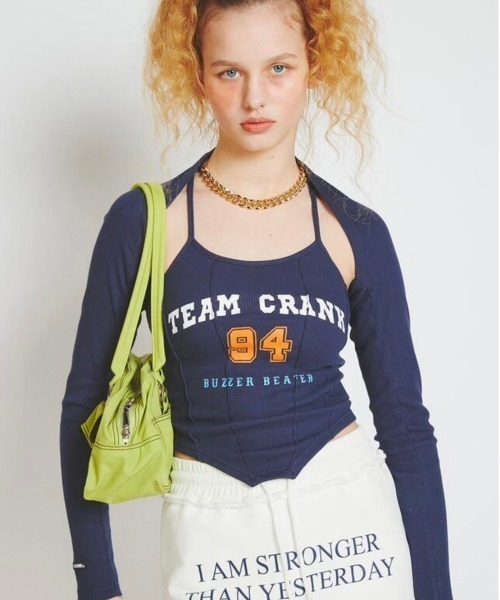 CRANK(クランク)の「【CRANK/クランク】CORSET SLEEVELESS BOLERO SET/コルセット ノースリーブ キャミソール ボレロ セット(Tシャツ/カットソー・レディース・ホワイト/ネイビー/杢グレー・ONE SIZE)」の3枚目の写真