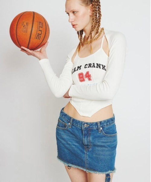 CRANK(クランク)の「【CRANK/クランク】CORSET SLEEVELESS BOLERO SET/コルセット ノースリーブ キャミソール ボレロ セット(Tシャツ/カットソー・レディース・ホワイト/ネイビー/杢グレー・ONE SIZE)」の1枚目の写真