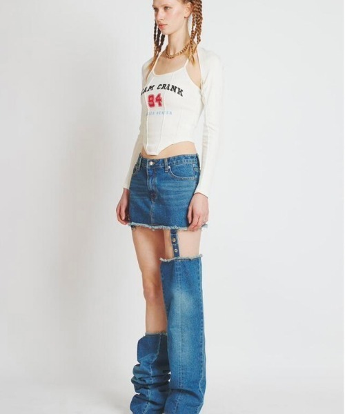 CRANK(クランク)の「【CRANK/クランク】CORSET SLEEVELESS BOLERO SET/コルセット ノースリーブ キャミソール ボレロ セット(Tシャツ/カットソー・レディース・ホワイト/ネイビー/杢グレー・ONE SIZE)」の4枚目の写真