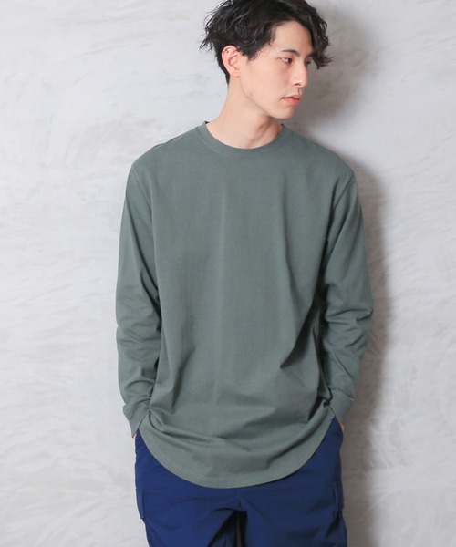 WAIPER.inc（ワイパーインク）の「Goodwear グッドウェア 2W7-5504 USAコットン 袖リブ ロング丈 L/S Tシャツ（Tシャツ/カットソー・メンズ・ライトカーキ/杢グレー/イエロー系その他/ネイビー/グレイッシュベージュ/オレンジ系その他/ブルー系その他/ブラック/ミント/ホワイト・S/M/XL/L）」の6枚目の写真
