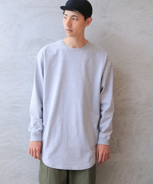 WAIPER.inc（ワイパーインク）の「Goodwear グッドウェア 2W7-5504 USAコットン 袖リブ ロング丈 L/S Tシャツ（Tシャツ/カットソー・メンズ・ライトカーキ/杢グレー/イエロー系その他/ネイビー/グレイッシュベージュ/オレンジ系その他/ブルー系その他/ブラック/ミント/ホワイト・S/M/XL/L）」の3枚目の写真
