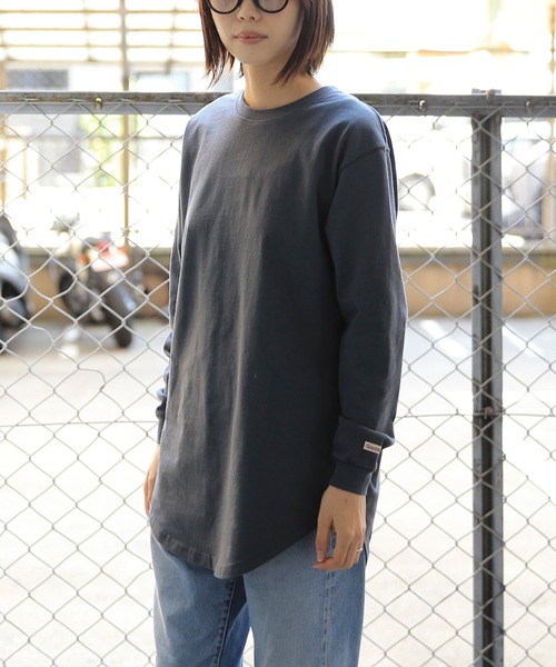 WAIPER.inc（ワイパーインク）の「Goodwear グッドウェア 2W7-5504 USAコットン 袖リブ ロング丈 L/S Tシャツ（Tシャツ/カットソー・メンズ・ライトカーキ/杢グレー/イエロー系その他/ネイビー/グレイッシュベージュ/オレンジ系その他/ブルー系その他/ブラック/ミント/ホワイト・S/M/XL/L）」の8枚目の写真
