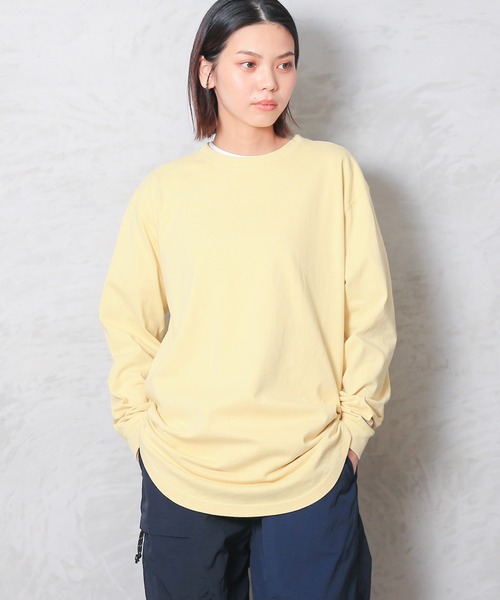 WAIPER.inc（ワイパーインク）の「Goodwear グッドウェア 2W7-5504 USAコットン 袖リブ ロング丈 L/S Tシャツ（Tシャツ/カットソー・メンズ・ライトカーキ/杢グレー/イエロー系その他/ネイビー/グレイッシュベージュ/オレンジ系その他/ブルー系その他/ブラック/ミント/ホワイト・S/M/XL/L）」の9枚目の写真