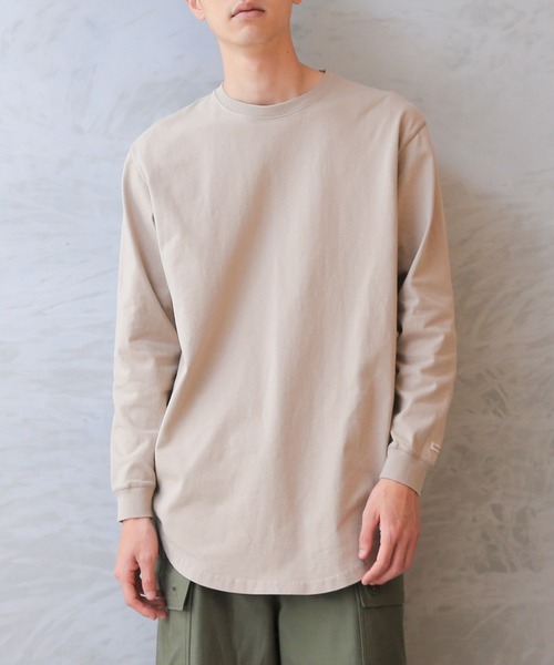 WAIPER.inc（ワイパーインク）の「Goodwear グッドウェア 2W7-5504 USAコットン 袖リブ ロング丈 L/S Tシャツ（Tシャツ/カットソー・メンズ・ライトカーキ/杢グレー/イエロー系その他/ネイビー/グレイッシュベージュ/オレンジ系その他/ブルー系その他/ブラック/ミント/ホワイト・S/M/XL/L）」の4枚目の写真