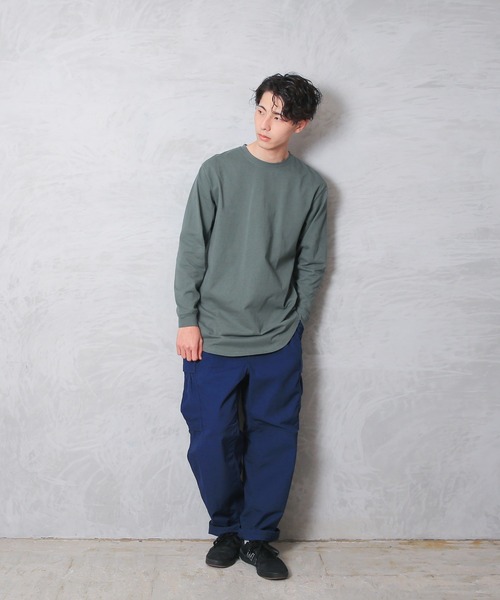 WAIPER.inc（ワイパーインク）の「Goodwear グッドウェア 2W7-5504 USAコットン 袖リブ ロング丈 L/S Tシャツ（Tシャツ/カットソー・メンズ・ライトカーキ/杢グレー/イエロー系その他/ネイビー/グレイッシュベージュ/オレンジ系その他/ブルー系その他/ブラック/ミント/ホワイト・S/M/XL/L）」の20枚目の写真