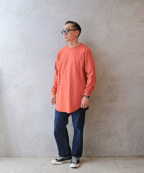 WAIPER.inc（ワイパーインク）の「Goodwear グッドウェア 2W7-5504 USAコットン 袖リブ ロング丈 L/S Tシャツ（Tシャツ/カットソー・メンズ・ライトカーキ/杢グレー/イエロー系その他/ネイビー/グレイッシュベージュ/オレンジ系その他/ブルー系その他/ブラック/ミント/ホワイト・S/M/XL/L）」の12枚目の写真