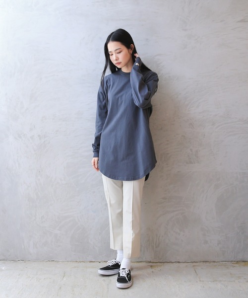 WAIPER.inc（ワイパーインク）の「Goodwear グッドウェア 2W7-5504 USAコットン 袖リブ ロング丈 L/S Tシャツ（Tシャツ/カットソー・メンズ・ライトカーキ/杢グレー/イエロー系その他/ネイビー/グレイッシュベージュ/オレンジ系その他/ブルー系その他/ブラック/ミント/ホワイト・S/M/XL/L）」の13枚目の写真