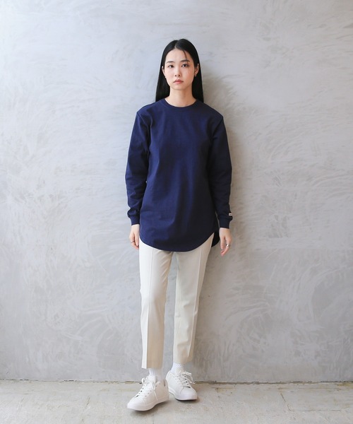 WAIPER.inc（ワイパーインク）の「Goodwear グッドウェア 2W7-5504 USAコットン 袖リブ ロング丈 L/S Tシャツ（Tシャツ/カットソー・メンズ・ライトカーキ/杢グレー/イエロー系その他/ネイビー/グレイッシュベージュ/オレンジ系その他/ブルー系その他/ブラック/ミント/ホワイト・S/M/XL/L）」の14枚目の写真