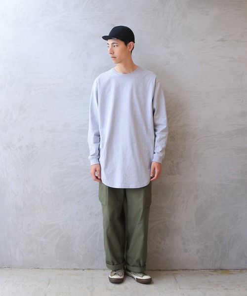 WAIPER.inc（ワイパーインク）の「Goodwear グッドウェア 2W7-5504 USAコットン 袖リブ ロング丈 L/S Tシャツ（Tシャツ/カットソー・メンズ・ライトカーキ/杢グレー/イエロー系その他/ネイビー/グレイッシュベージュ/オレンジ系その他/ブルー系その他/ブラック/ミント/ホワイト・S/M/XL/L）」の16枚目の写真