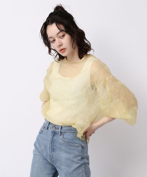 JEANASIS（ジーナシス）の「オーガンジーワッシャープルオーバー/198219（シャツ/ブラウス・レディース・イエロー/オフホワイト/ブラック・FREE）」の13枚目の写真